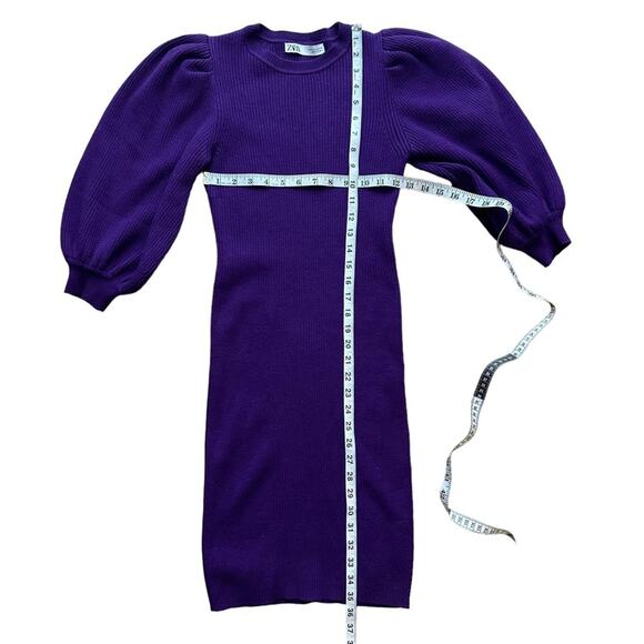 Zara Purple Puff Sleeve Sweater Dress Size Medium - Picture 5 of 11